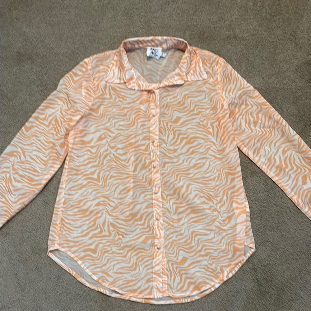 Princess Polly Orange and White Button Down Shirt